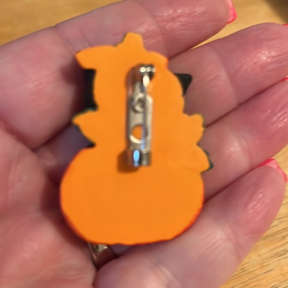 Halloween pumpkin with black cat brooch, Lot S - Picture 3 of 4